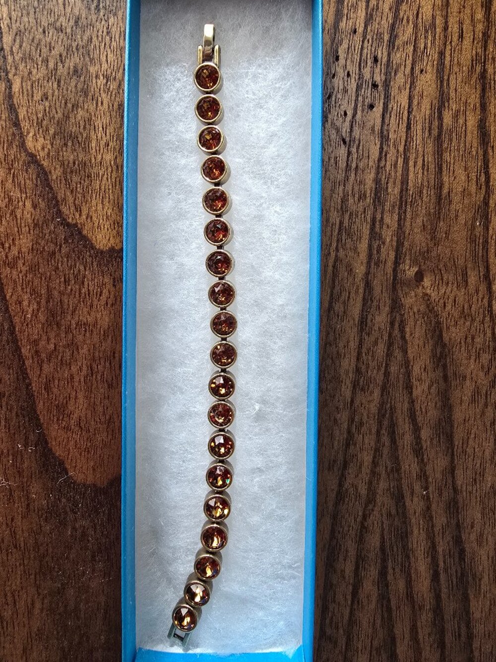 NWT Touchstone Crystal by Swarovski LIGHT AMBER Ice Bracelet Oxidized Brass